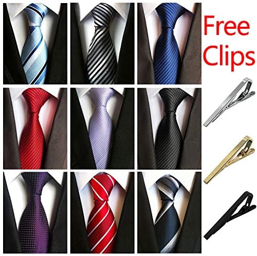 Ties for Men 9pcs Mens Ties and 3pcs Tie Clips Men's Classic Tie NeckTies