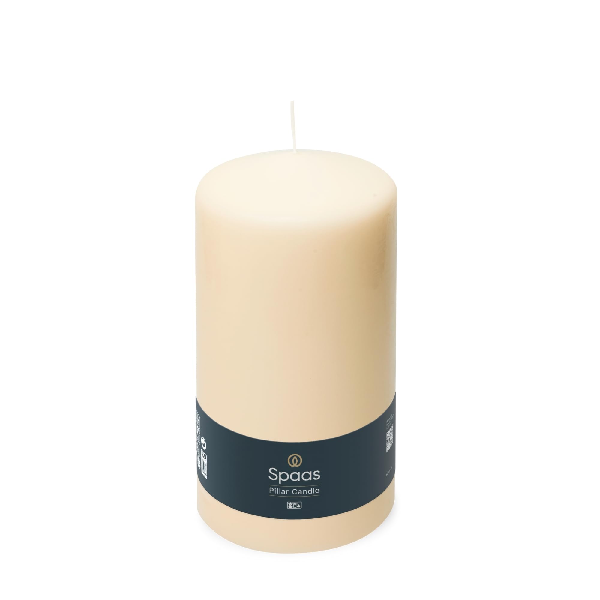 Spaas Unscented Pillar Candle 100/200 mm, 140 Hours, Ivory