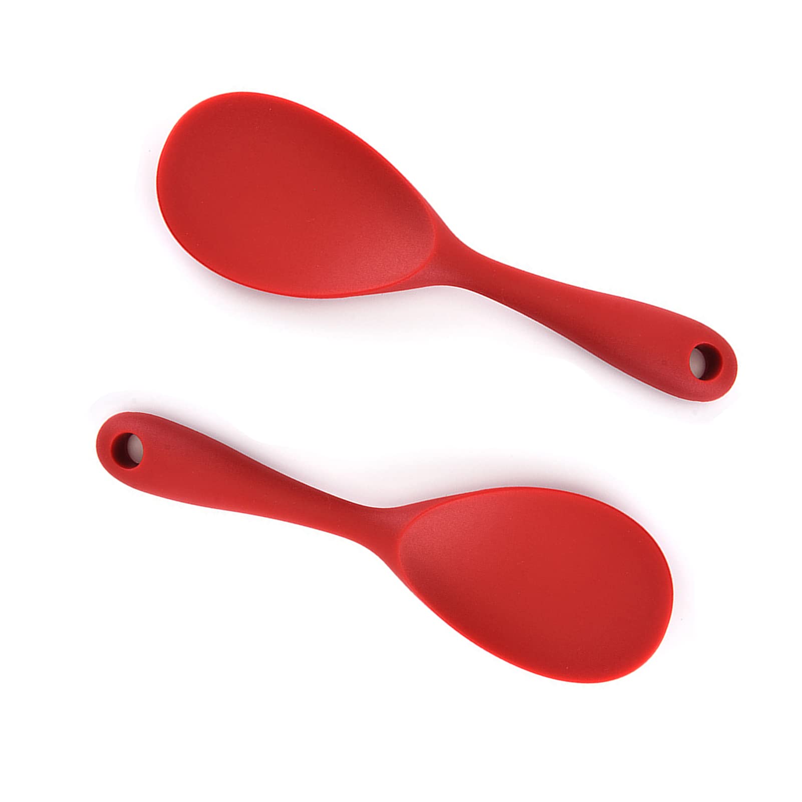 2 Pcs Rice Spoon, Silicone Rice Paddle, Rice Cooker Serving Spoon for Stirring Scooping and Mixing, Red
