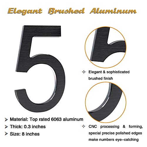 8 Inch Modern House Numbers Premium Aluminum Floating Home Address