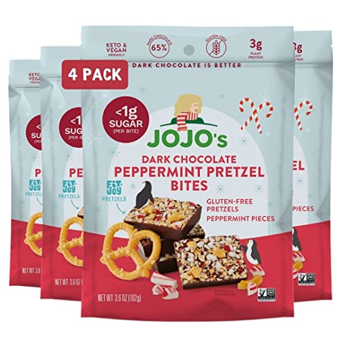 JOJO's Dark Chocolate Peppermint Pretzel Bites Made with Plant Based