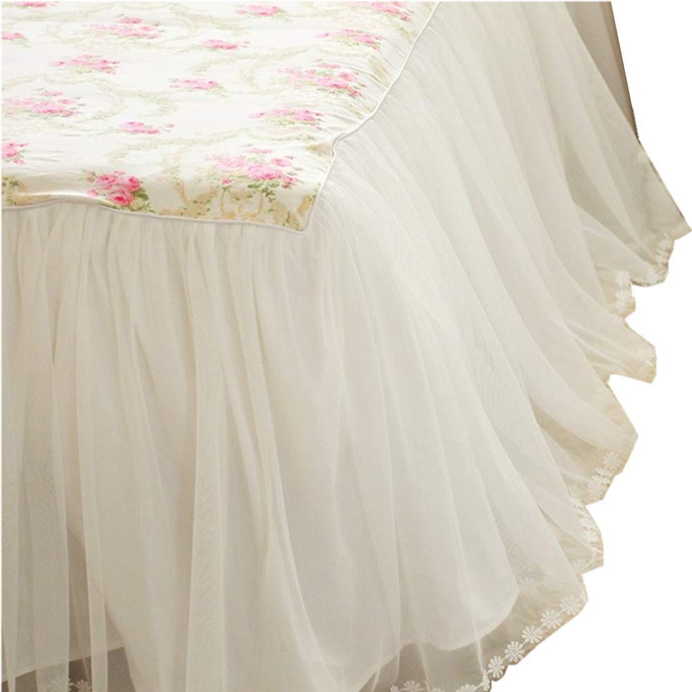 LELVA Dust Ruffled Bed Skirts Queen Size Wrap Around Lace Bed Ruffle