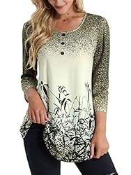BAISHENGGT Women's 3/4 Sleeve Tunic Tops Floral