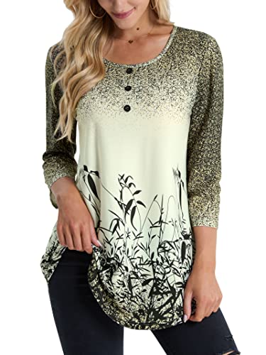 BAISHENGGT Women's 3/4 Sleeve Tunic Tops Floral