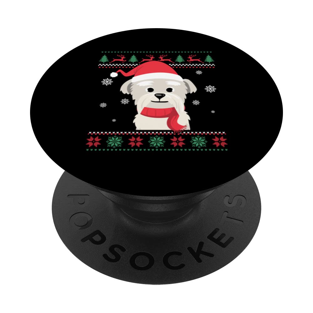 santa hat Christmas family ugly christmas funny dog PopSockets Swappable PopGrip
