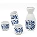 Japanese Sake Set, 5 Pieces Sake Set Hand Painted Retro House Design Porcelain Pottery Traditional Ceramic Cup Craft Wine Glasses(Blue)