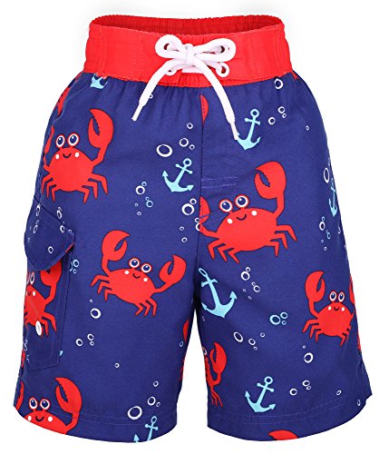 Lullaby Kids Boys Fast Drying Sea Creature Swim Trunks Shorts, Crab, L