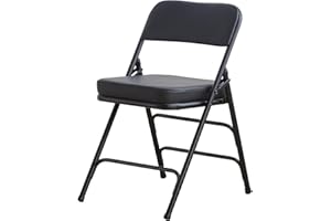 BOOSDEN Padded Folding Chair, Foldable Chair with Thick Cushion, Heavy Duty Metal Folding Chair for Outdoor & Indoor & Dining & Party, Black