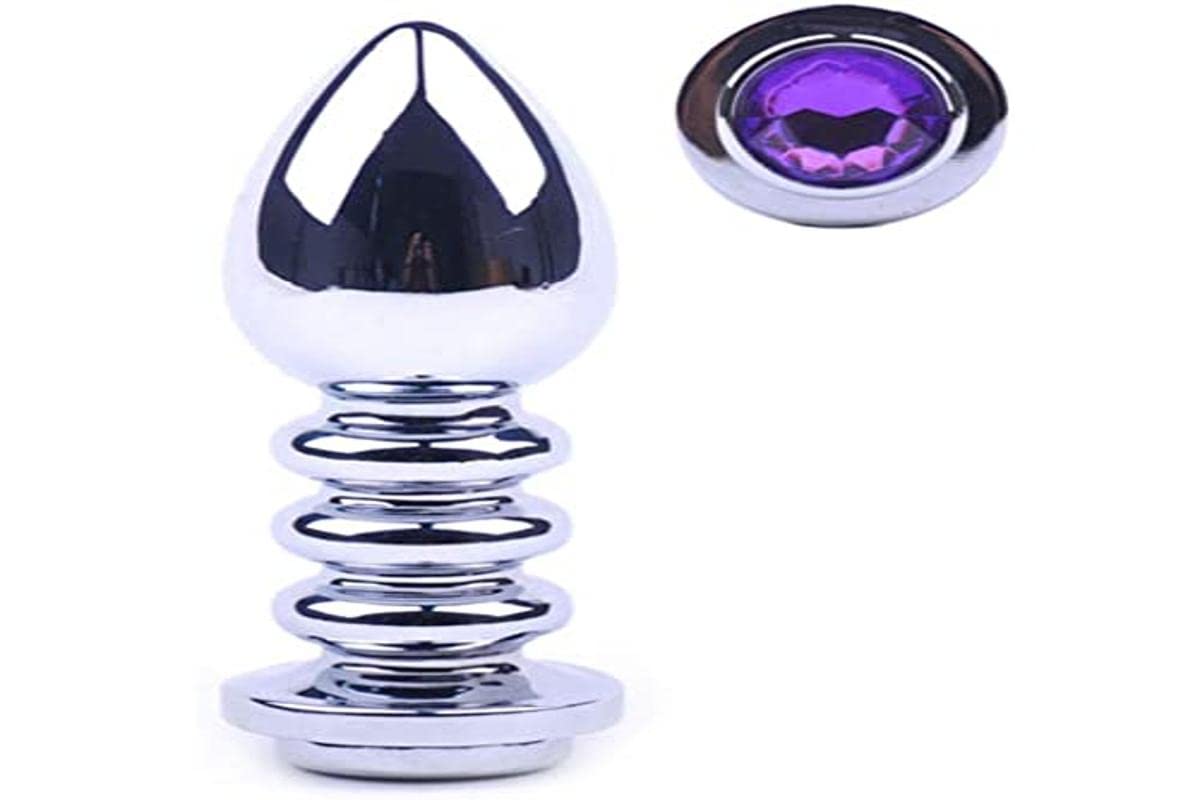 BeHorny Steel Butt Plug with Stimulation Ribs and Jewelled Stone