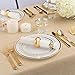 Gold Rim Plastic Dinnerware (200-Piece) Plastic Plates, Plastic Cutlery, Plastic Cups and Guest Towels - Service for 25 Guests Gold Place Setting for Wedding, Party, Baby Shower, Birthday, Holiday