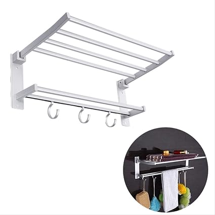Bastidores de toallas de baño Estante de toalla doble plegable Estante