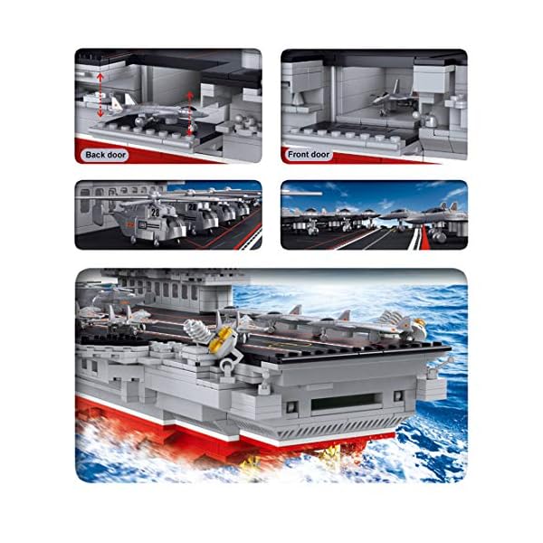 Teakpeak Flugzeugträger Modell, 1881Stk 1: 350 Flugzeugträger Bausteine Schiff Battleship Model Kriegsschiff… – Bild 6