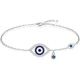 Talonior Anklets for Women Evil Eye Anklets for Women Sterling Silver 925 Mothers Day Jewelry Waterproof Adjustable Nice Evil Eye Gift Protection