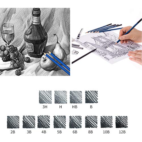 Senrob 48 Pcs Sketch& Drawing Pencil Set with Graphite& Charcoal Pencils, Erasers, Craft Knife, Sketch Book, Zippered Carry Case, Professional Art Kit for Artist, Beginner, Student, Kids & Adults