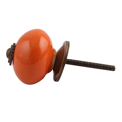 IndianShelf Handmade Orange Round Antique Fitting Ceramic Wardrobe Knobs/Pulls-2 Pieces(CSCRK-125 (SCRK-42))