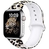 OriBear Compatible with Apple Watch Band 40mm 38mm Elegant Floral Bands for Women Soft Silicone Solid Pattern Printed Replacement Strap Band for IwatchÂ Series 4/3/2/1 S/M Sexy Leopard