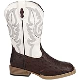 ROPER Kids Boys Bumps Faux Ostrich Square Toe Casual Boots Mid Calf - Brown, White - Size 3 M