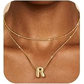 OOOPEL 𝐁𝐮𝐛𝐛𝐥𝐞 𝐈𝐧𝐢𝐭𝐢𝐚𝐥 𝐍𝐞𝐜𝐤𝐥𝐚𝐜𝐞𝐬 𝐟𝐨𝐫 𝐖𝐨𝐦𝐞𝐧 Layered A-Z Alphabet Pendant Necklace 14K Gold Plated Balloon Letter Necklace Dainty Jewelry Gift