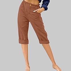 FOCLMP Womens Summer Capris Pants Dressy Causal