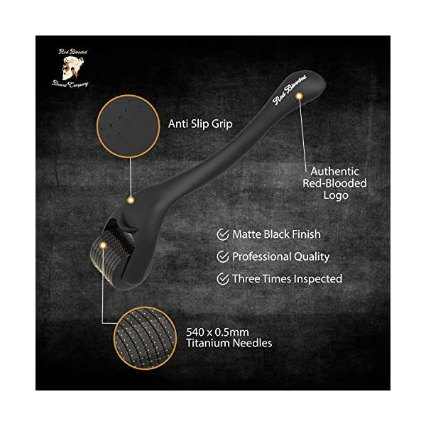 Red-Blooded Beard Growth Roller | Stimulate Beard and Hair Growth | 540 0.5mm Titanium Needles | Derma Roller For Men…