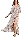 Milumia Women's Boho Split Tie-Waist Vintage Print Maxi Dress (X-Large, Grey-Pink)