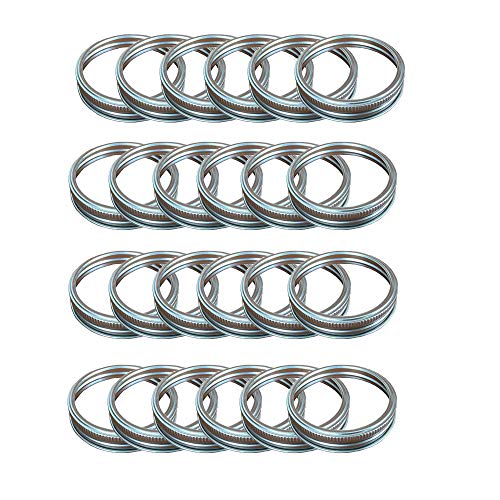 24 Rust Resistant Silver Mason Jar Replacement Rings, 70mm Regular