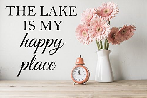 The Lake is my happy place black decal, Lake Decal, Lake Sticker, Happy place decal, Happy place sticker, Black or White, 13" x 16", traditional (Black1)