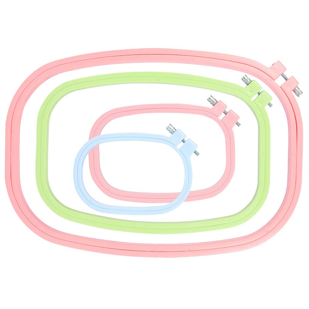 AIM Cloudbed 4 Pieces Embroidery Hoop Rectangle Square Embroidery Frame Cross Stitch Hoop Sewing Tool for Art Craft Handy Sewing (Multicolor)