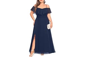 Pinup Fashion Women Plus Size Bridesmaid Dresses - Off The Shoulder Formal Wedding Guest Bridal Shower Long Dress
