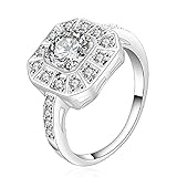 fashion 925 sterling silver jewelry inlaied zircon square elegant wedding ring size 8