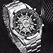 Affute Mens Automatic Mechanical Skeleton Dail Analog Wrist Watches Stainless Steel Bracelet,Silver