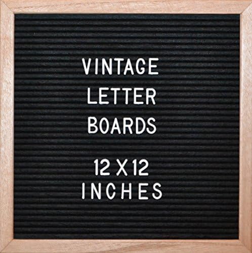 Changeable Vintage Letter Board 12x12 inches | 290 letters | Bag for letters | Oak framed Black Felt by Vintage Letter Boards