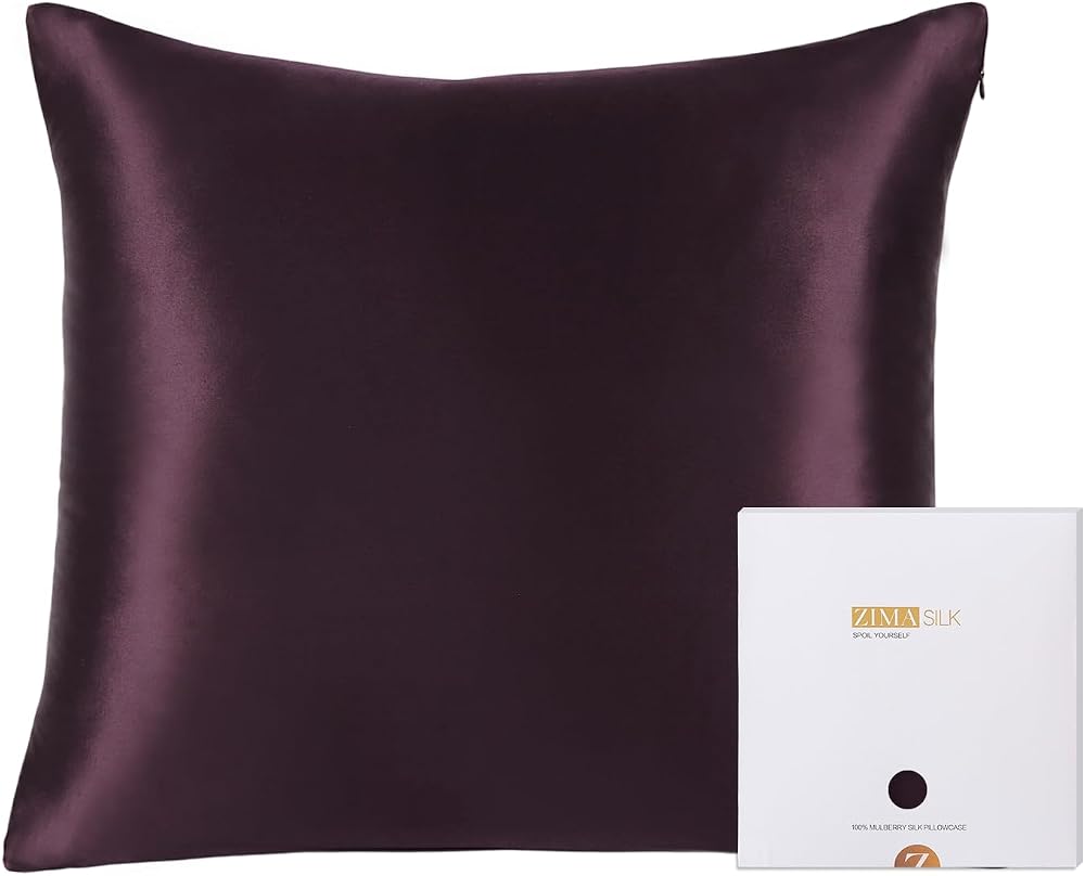 ZIMASILK 100% Mulberry Silk Pillowcase 19 Momme 80x80 Eggplant Purple