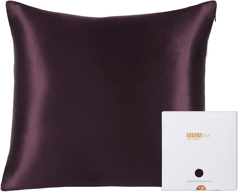 ZIMASILK 100% Mulberry Silk Pillowcase 19 Momme 80x80 Eggplant Purple