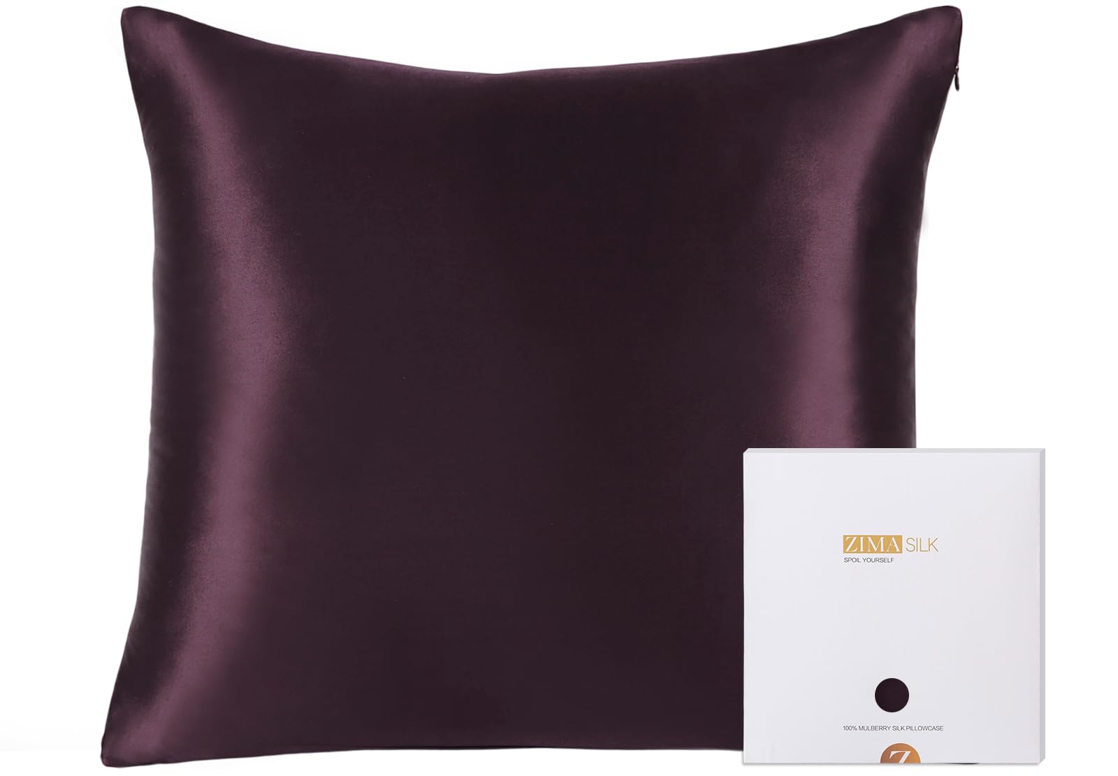 ZIMASILK 100% Mulberry Silk Pillowcase for Hair and Skin,Both Sides 19 Momme Silk, 1pc (80x80 cm, Eggplant Purple)