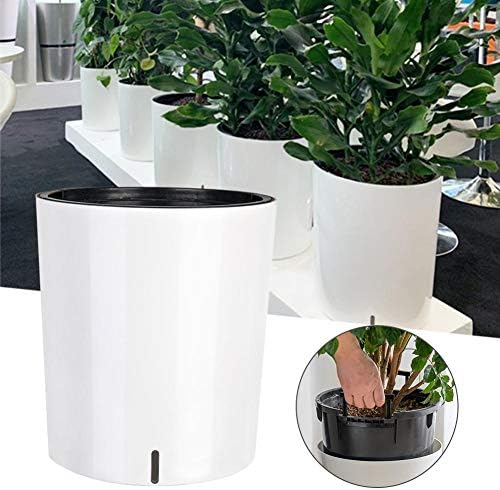 roundhouly Self Watering Planter, Modern Decorative Planter Pot Automatic Irrigation Device For Indoor & Outdoor Plants Garden Patio Flower Pot Hanging Planters