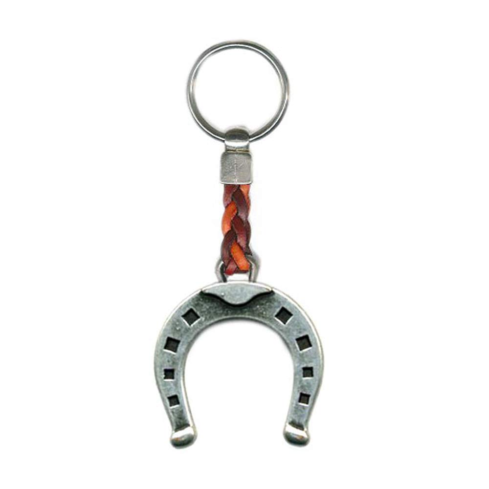 Claro Schmuck Key Ring Holder Pendant Horseshoe on a Beautiful Leather Band - a very special jewellery which brings luck, 8 cm plus Ring 2,5cm