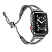 Secbolt Bling Bands Compatible with Apple Watch Band 38mm 40mm 41mm 42mm iWatch Series 10/9/SE/8/7/6/5/4/3/2/1, Women Dressy Metal Jewelry Bracelet Bangle Wristband Stainless Steel, Black