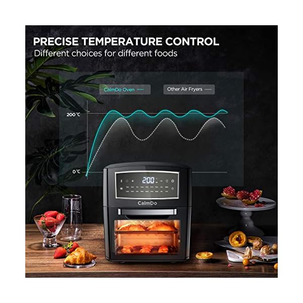 CalmDo Air Fryer Oven, 12 Liters Tower Low Fat Oven, 18 Preset Programmes Oil Free Frying Cooking with LED Touch Screen Temperature & Timer Control, 10 Accessories & Recipes Included (XX-Large)