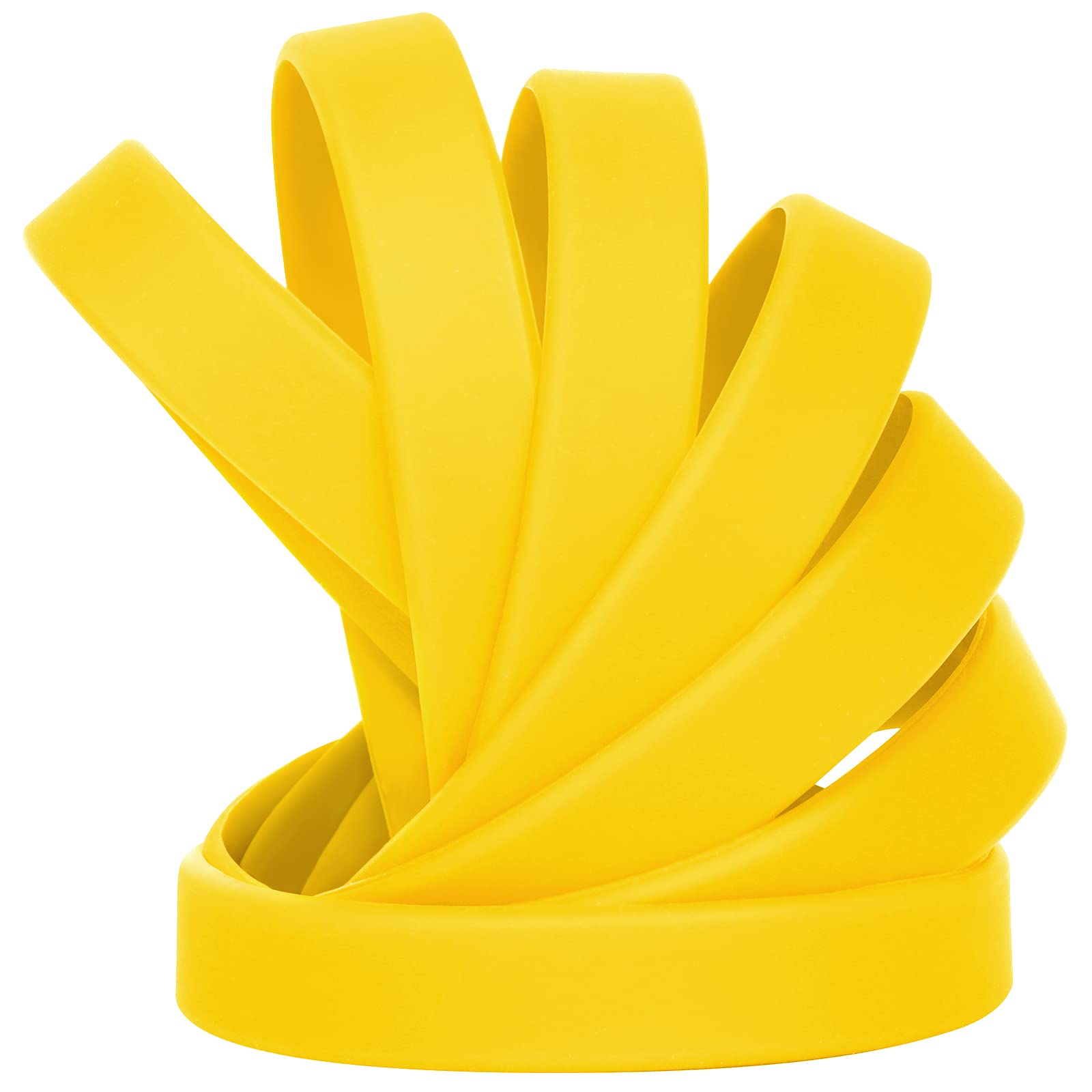 LVNRIDS 50 pcs Silicone Wristbands 7 inch Rubber Bracelets Yellow for Kids Teens, Sports Rubber Elastic Wristband Bracelet Bulk Gifts for Teacher Supplies Graduation Party Favors