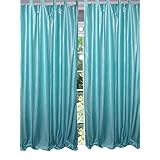 Mogul Interior Moroccan Curtain Blue Tab Top Drapes / Panel- Pair Indian Window Treatment ( Length: 108".) …