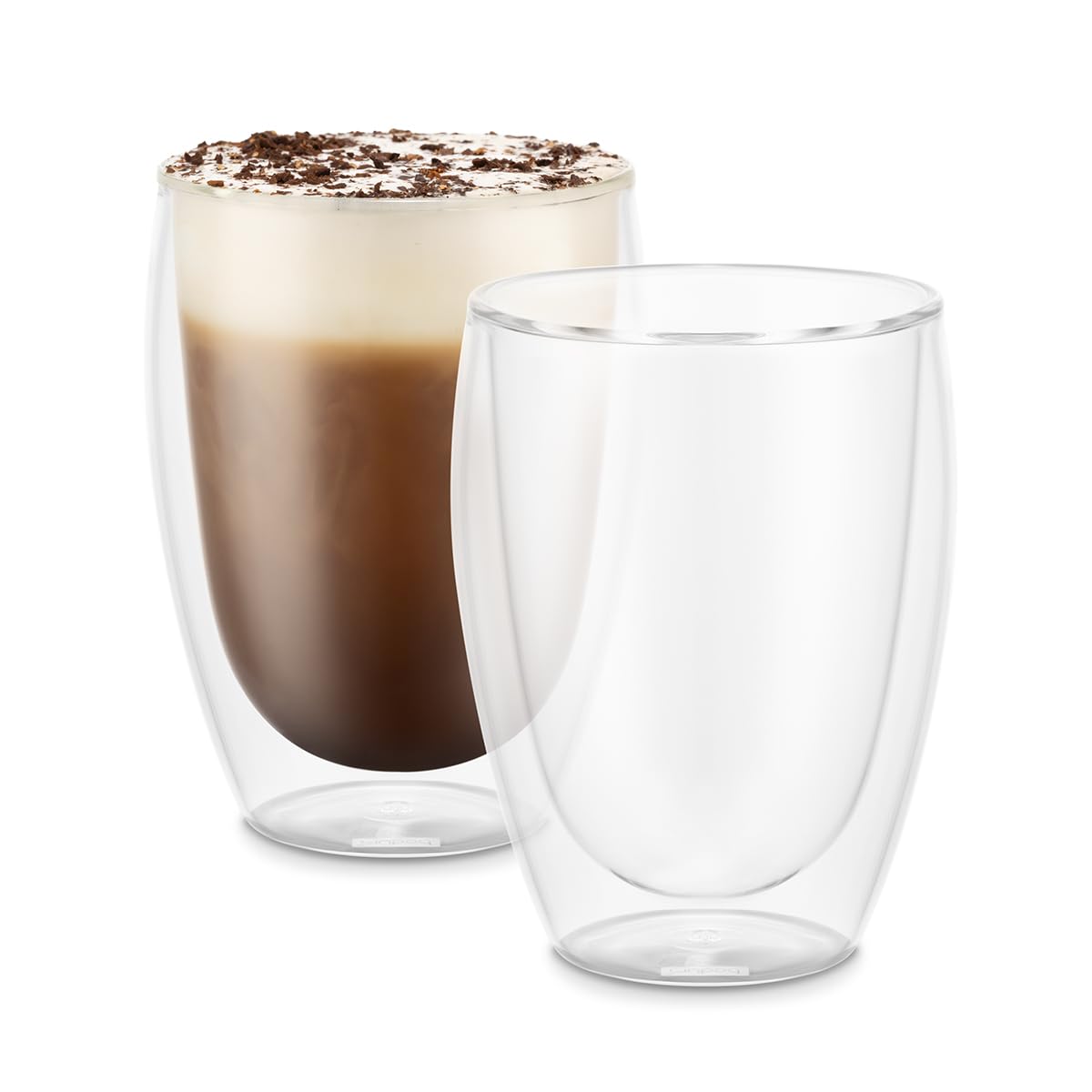 Bodum Double Walled Glasses Pack of 6 PAVINA - 350ml Latte Cups - Dishwasher Safe Thermal Cup - Mouth-Blown Borosilicate Glass