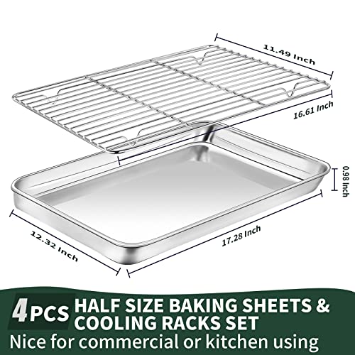 CEKEE Baking Sheets, Half Sheet Pan with Cooling Rack Set [2 Baking