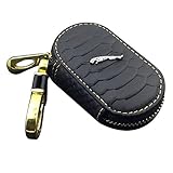 amooca Jaguar Premium para llaves de coche (Piel Cadena Coin Mando a Distancia Soporte Funda con cierre cartera bolsa, Negro