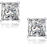 "STUNNING FLAME" Trillion-cut/Cushion-cut/Emerald-cut/Marquise-cut ... 18K White Gold Plated Sterling Silver Cubic Zirconia Simulated Diamond Stud Earrings for Women