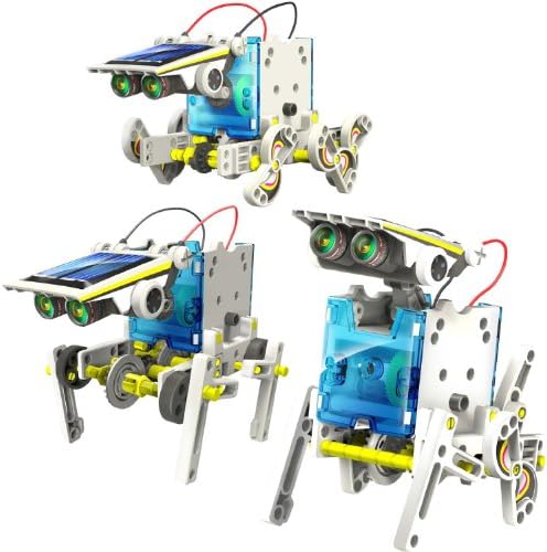 iLoonger 14 in 1 Solar Robot Assembly Rechargeable Kids Toy Kit Educational Gift a Wagging-tail Dog Running Beetle Walking Crab Surfer Speedster Zombie Chaser