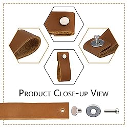 LazaKay Leather Drawer Pulls - 8 Pcs Leather
