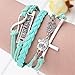 Jovivi 2Pcs Multilayer Leather Wrap Bracelets Best Friend Charm Owl Infinity Love Cross Rope Wristband Bracelets for Women Teen Girls Friendship BBF Jewelry