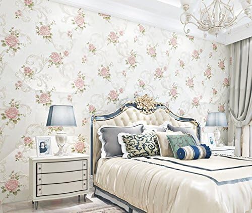 Reyqing 3D Embossed Non-Woven Fabric, Wallpaper, Wall Wallpaper,Fine Pressed Countryside - Rice White,Wallpaper Only