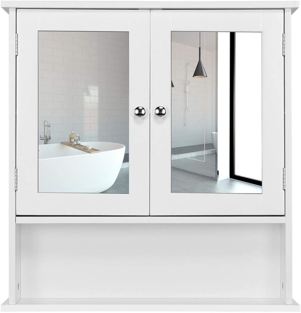 Yaheetech Armoire Murale de Salle de Bain avec Miroir Deux Porte 56 ×